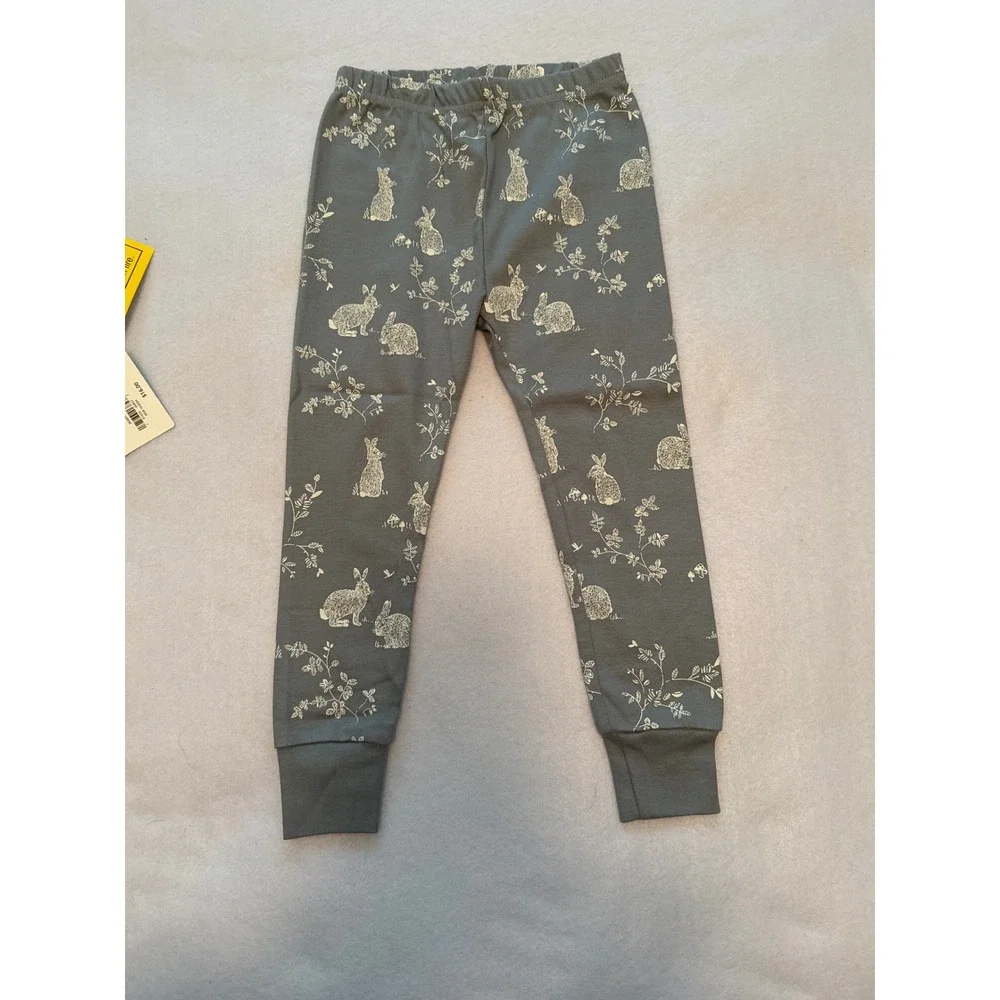 NWT Unisex Toddler 2 Piece Organic Cotton‎ Bunny Pajama Set Grey Size 2T …